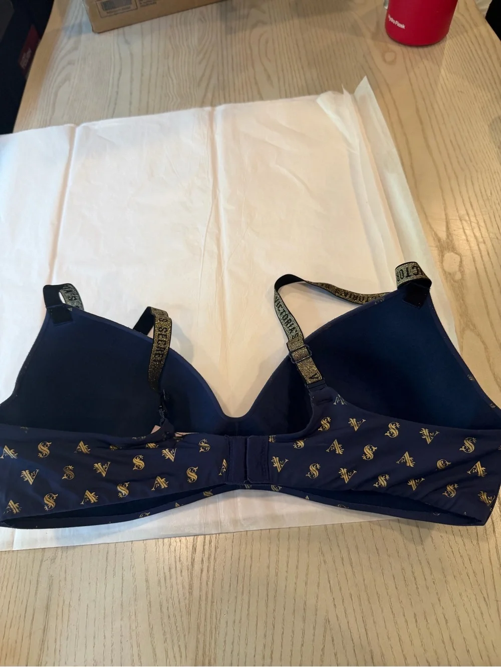 Victoria's Secret Navy and Gold Logo Lightly Lined Bra